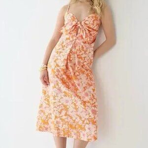 J.Crew Tie-front cotton poplin midi dress in orange floral